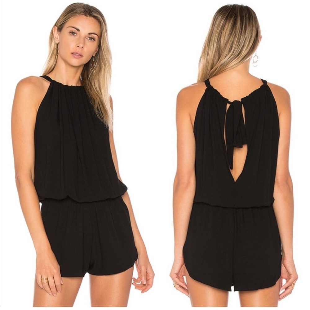 Indah Black Jumpsuit (from Revolve) with Halter Neckline and Blouson Top